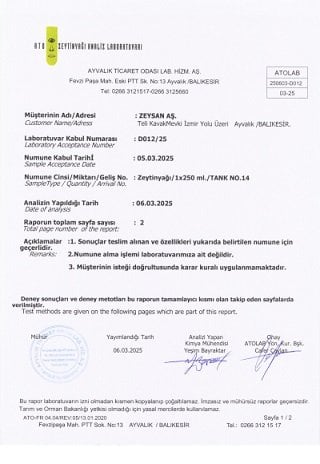 Ayvada Ayvalık Limitli Özel Rezerv Erken Hasat Soğuk Sıkım Natürel Sızma Zeytinyağı 250 Ml