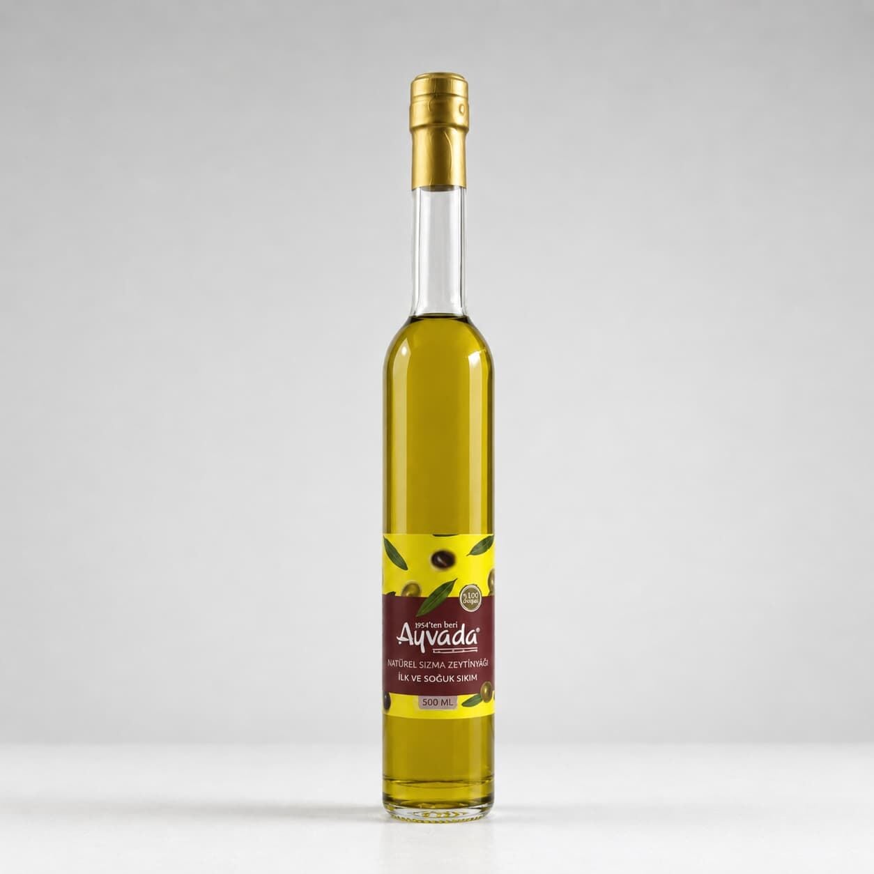 Ayvalık Soğuk Sıkım Natürel Sızma Zeytinyağı 500 Ml Cam Şişe