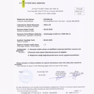 Limitli Rezerv Erken Hasat Soğuk Sıkım Zeytinyağı 3 Dizyem 1 L