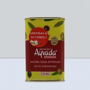 Acı Biber ve Sarımsak Çeşnili Zeytinyağı 175 Ml Teneke