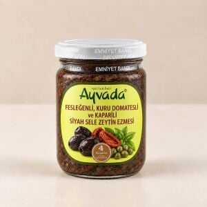 Fesleğenli, Kuru Domatesli ve Kaparili Siyah Zeytin Ezmesi 180 g