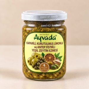 Kaparili, Kurutulmuş Limonlu ve Antep Fıstıklı Yeşil Zeytin Ezmesi 180 g