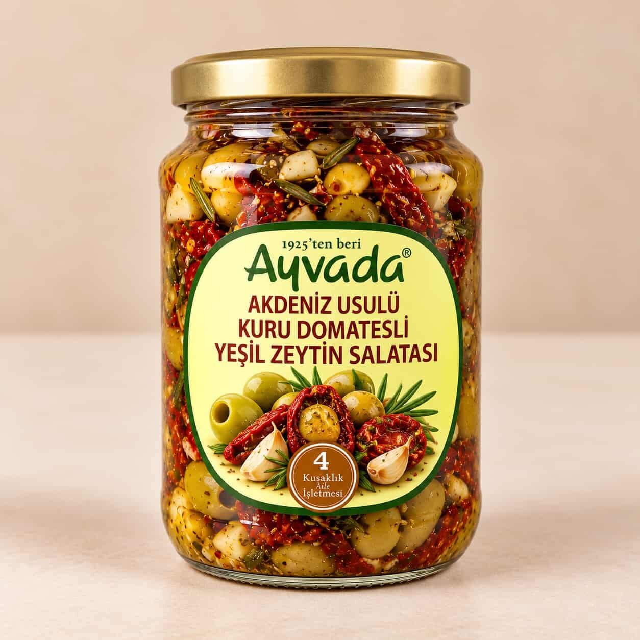 Akdeniz Usulü Kuru Domatesli Yeşil Zeytin Salatası 180 g